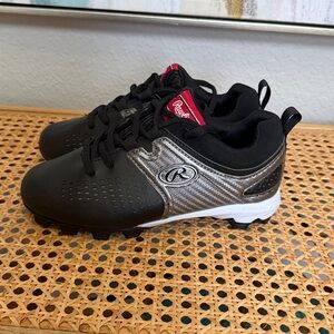 Rawling Shoes Youth Size 1 SoftBall TeeBall EUC Black